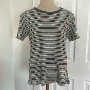 Vintage Y2K gap short sleeve top striped 100% cotton waffle knit women or men XL